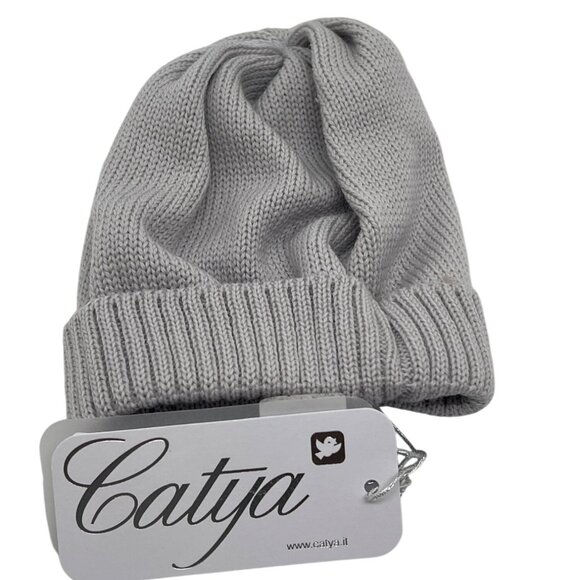 Catya Knit Hat White Bow 100% Merino Wool Soft Gray NWT 18-24 Months - Picture 2 of 5